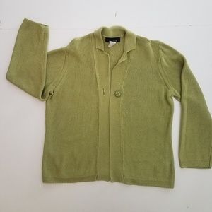 Jones New York green knit sweater cardigan sz XL